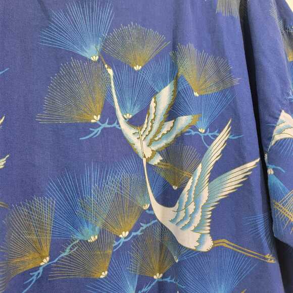 90s Era Cotton Blue Crane Lightweight Loungewear Robe - Picture 8 of 8